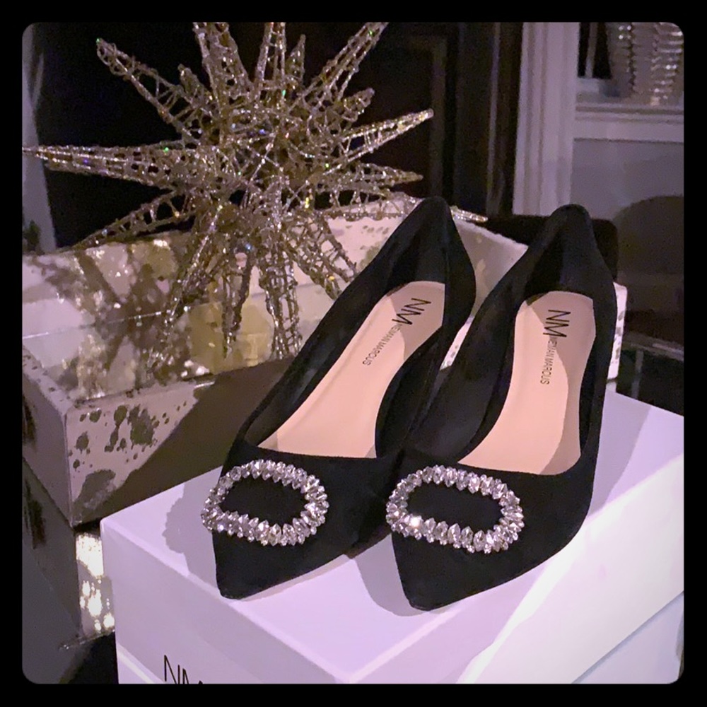 Lovely Suede Crystal NM Kitten Heels — Brand New!